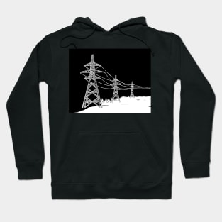 Pylons Linocut in Black and White Hoodie